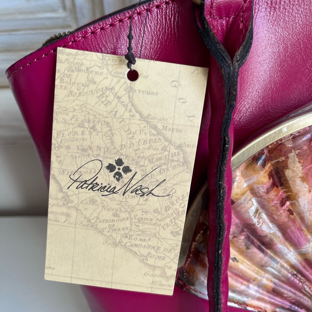 NEW Patricia Nash Zorita Fuchsia Seashell Scarf Satchel Bag - Picture 6 of 7